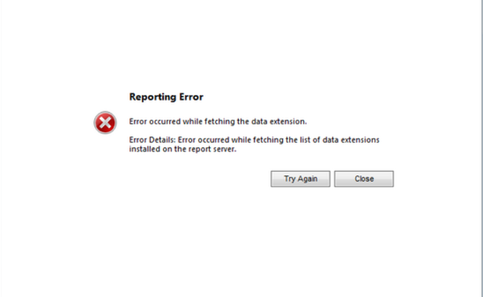 “Error occurred while fetching the list of data extension”